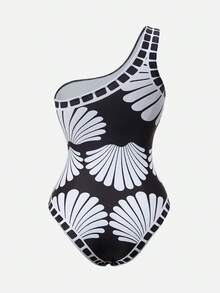 Swim Oasis 女士度假印花露肩连体泳衣，带罩衫和裙子 - 彩色 - 查看 4