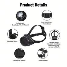 Adjustable Black Small Dog Muzzle With Breathable Mesh, Reflective Anti-Bite And Anti-Barking Strap - Comfortable Nylon, Drinkable Design, Nighttime Safety, For Small Dogs, Comfortable To Wear, Soft Fabric, Durable - Multicolor - View 9
