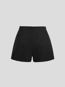 Sweetra Women's Bow Tie Waist Split Hem Culottes, Spring/Summer - Black - View 2