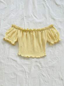 Soleia Phong cách Bohemian, họa tiết hoa lãng mạn, phong cách nghỉ dưỡng, áo họa tiết hoa ngày 4 tháng 7, áo đi nghỉ mát, áo đính hạt, áo dự tiệc, áo crop top gợi cảm cho nữ ngày 4 tháng 7, áo thun crop top co giãn trễ vai mới. - Màu vàng - Xem 2