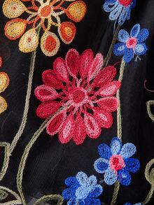 SHEIN MOD Women's Vacation Floral Embroidered Mesh Spaghetti Strap Mini Dress - Black - View 4