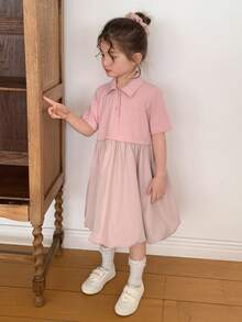 Dazy Kids Young Girl Color Block Ruffle Casual Everyday Party Dress Summer - Pink - View 4