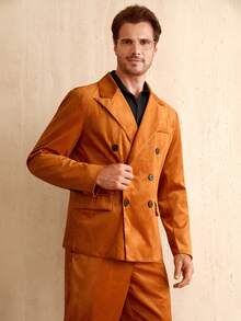 Manfinity Homme Men's Solid Color Stand Collar Double-Breasted Jacket And Pants Casual Suit Set Men Double Breasted Suit Orange Outfits For Men Double Breasted Blazer Men Men Formal Wear European Style Clothes Men Summeroutfit Mens Vintage Outfit Mens Retro Outfit Orange Suit Men Retro Men Vintage Men Vintage Outfit For Men Retro Outfit For Men Mens Fashion Online Mens Suits For Men Blazer For Men Casual - Camel - View 5