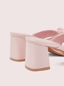 CUCCOO DOLLMOD Sandalias de tacón grueso con puntera redonda, decoración de lazo, de cuero sintético rosa pálido, con estilo tierno y apropiadas para primavera y verano - Polvo tierno - Ver 10