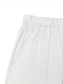 INAWLY 2pcs Women's Face Print Round Neck Short Sleeve Top And Solid Color Shorts Set - White - View 4