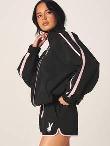 Missguided x Playboy 女士运动夹克 - 黑色 - 查看 5