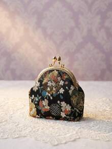 Cirelle Ví cầm tay khóa cài kiểu cổ điển – Ví đựng tiền xu khung kim loại dệt hoa văn Jacquard, ví nhẹ kiểu retro đựng thẻ, chìa khóa và mỹ phẩm, túi xách hàng ngày. - Nhiều màu - Xem 6