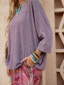Wildy Conjunto básico de mujer de 2 piezas con camiseta holgada y pantalones, estilo BOHO, casual, americano, occidental, vintage, con patrón desgastado para uso diario en primavera/verano - Multicolor - Ver 6