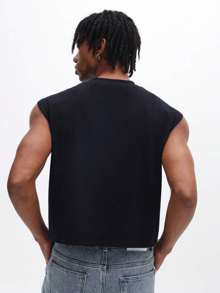 Canotta da uomo senza maniche con grafica di ciliegie, collo a equipaggio, stile estivo fashion, top muscolare, design vintage con stampa di frutta