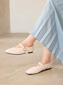 MOTF PREMIUM Giày bệt Mary Jane mũi vuông thoải mái, đa năng dành cho nữ, thích hợp đi làm hàng ngày, dịp lễ năm mới, mùa xuân, lễ Phục sinh và Giáng sinh. - Màu Hồng baby - Xem 7