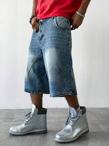 PAVTROS Men's Casual Distressed Washed Denim Bermuda Shorts With Pockets, Versatile Daily Wear - Blue - View 3