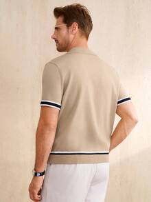 Manfinity CityGents Men's Short Sleeve Hollow-Out Knit Top - Khaki - View 3