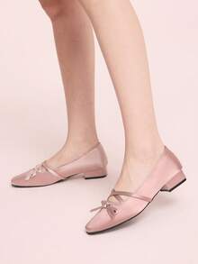 CUCCOO DOLLMOD Pink Vintage Square Toe Multi-Bow Fashion Ladies Medium Heel Low Heel Mary Jane Spring Shoes Fall Shoes - Coral Pink - View 5