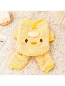 一套宠物服装：一套狗狗和猫咪服装，包括一件秋冬季加绒四脚背带外套。可爱的卡通小鸡图案搭配小鸡帽发饰，萌翻全场。外套配有背带扣，采用毛绒材质，外出时能有效保暖，让宠物不再感到寒冷。 - 黃色 - 查看 5