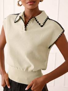 Lilora Women's Elegant Shell Flower Knitted Sweater - Apricot - View 8