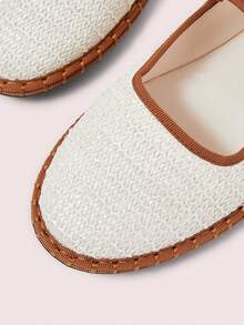 CUCCOO DOLLMOD Women's Shoes Classic White Contrasting Color Along The Edge Mary Jane Flats Spring Shoes - White - View 9