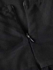 SHEIN MOD Women's Vacation Floral Embroidered Mesh Spaghetti Strap Mini Dress - Black - View 6