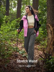 In My Nature Women's Elastic Waist Pockets Waterproof Loose Outdoor Pants - Grey - View 7