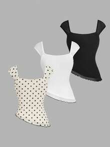 SHEIN MOD Bộ 3 áo tank top và áo camisole nữ - Nhiều màu - Xem 2