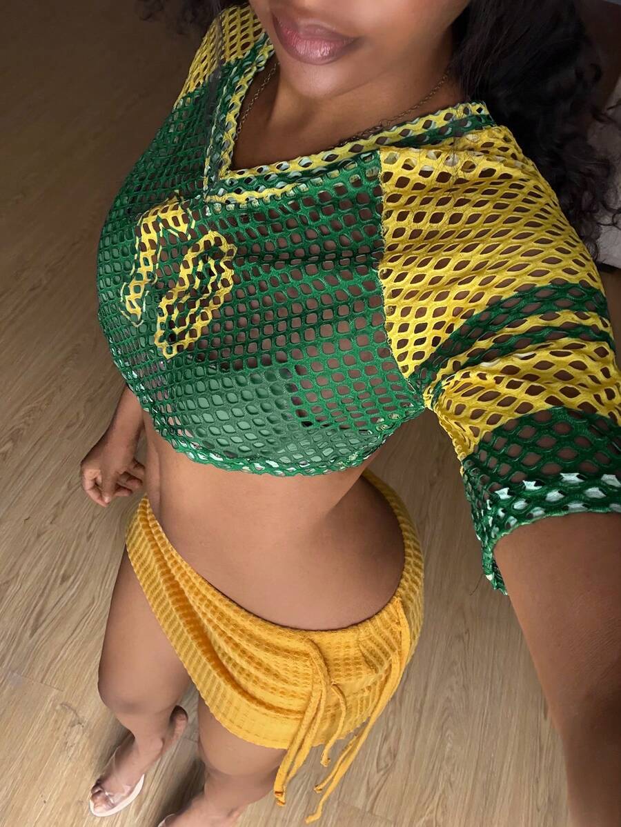 StreetHx 2件套 时尚女士钩针镂空时尚套装 - 彩色 - 查看 1