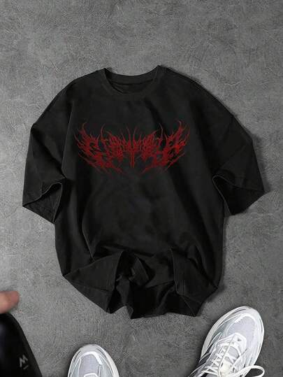 Sport MetroGents 男士哥特印花宽松圆领短袖运动T恤