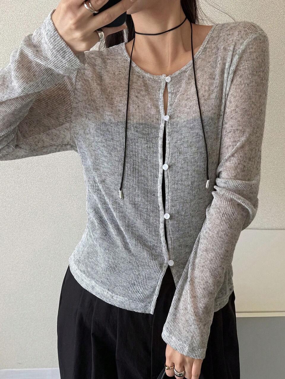 Round Neck Slim Fit Cute Simple Long Sleeve Casual Outerwear T-Shirt For Teen Girls Fall