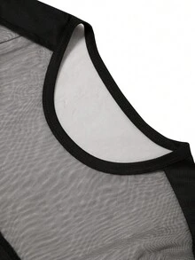 Manfinity AFTRDRK Men's Black Mesh Patchwork Breathable T-Shirt, Spring/Summer - Black - View 3