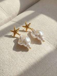 Resyla Gold Plated Starfish Spiral Drop Earring Summer Beach Jewelry For Women - Starfish Spiral Earring - View 7