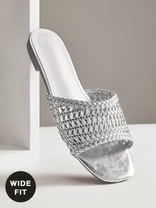 SHUZIA 女士宽楦时尚百搭平底凉鞋 - 銀色 - 查看 6