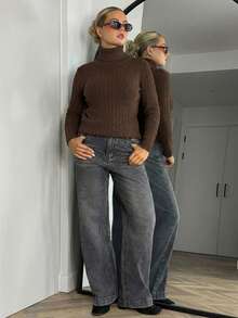 Bethéva 新款秋冬简约优雅百搭加厚高领套头毛衣（女款） - 咖啡棕 - 查看 4