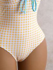 Swim Mod 女士连体泳衣，性感休闲度假简约甜美可爱露背连体泳装，春夏款 - 彩色 - 查看 3