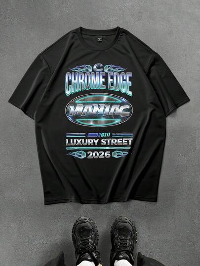 GENIUS ODE 男士圆领字母印花休闲百搭日常短袖T恤