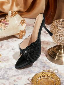 CUCCOO TILAWA Giày sandal cao gót thời trang, thanh lịch dành cho nữ, đính sequin, thích hợp dự tiệc. - màu đen - Xem 4