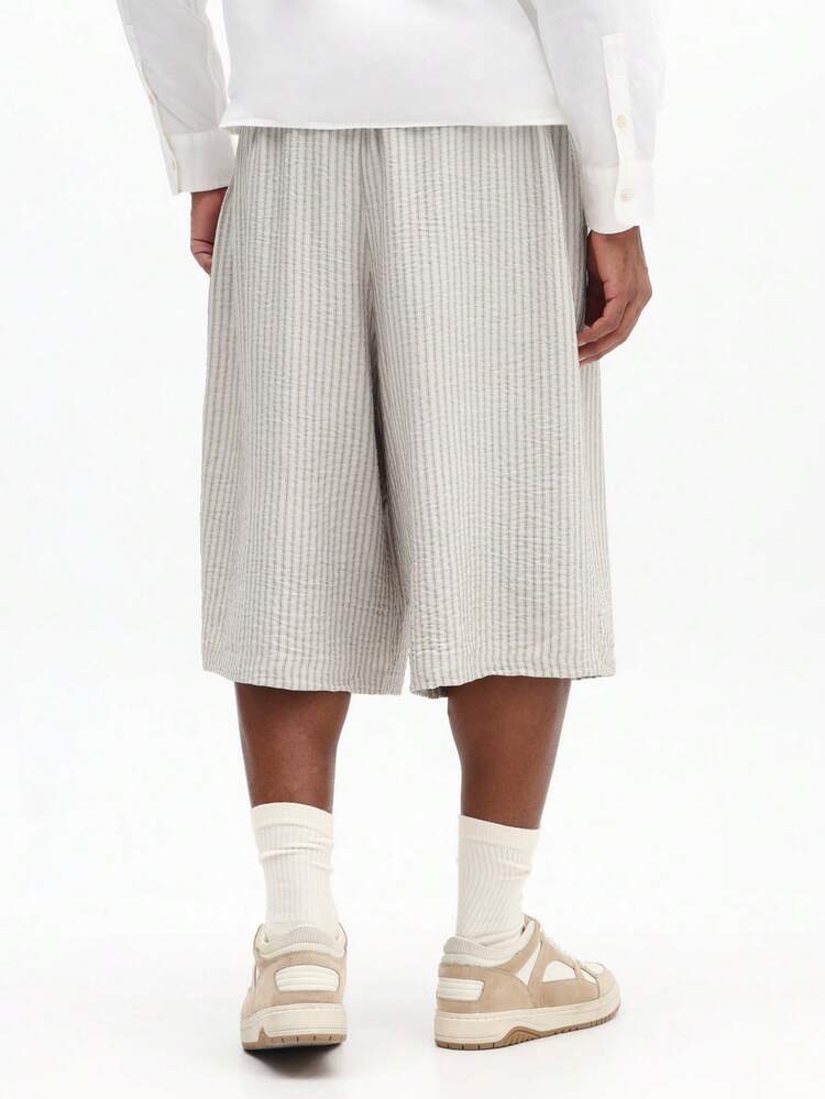 SUMWON Pantalones cortos vaqueros holgados y anchos de pierna ancha hasta la rodilla para hombres, estilo vintage lavado, casuales de verano, Bermudas de ajuste relajado