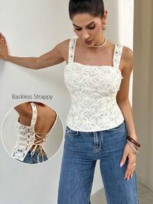 Firerie 女士新款优雅度假无袖上衣，白色/米色刺绣纹理背心，百搭纯色圆领无袖衬衫，适合海滩、假日出行 - 杏色 - 查看 9