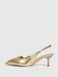 CUCCOO SZL Women's Fashionable And Elegant Commuter Pointed Pumps With Bow Decoration Spring Shoes - Gold - View 5