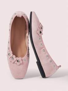 CUCCOO DOLLMOD Women 3D Floral Decor Casual Commuting Fashion Shoes Spring Shoes - Pink - View 2