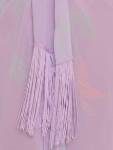 MUSERA Paisley Print Chiffon Plunge Front Drape Detail Loose Fit Long Sleeve Maxi Long Dress Spring Summer Elegant Wedding Guest Vacation Holiday Occasion Honeymoon Cafe - Multicolor - View 6