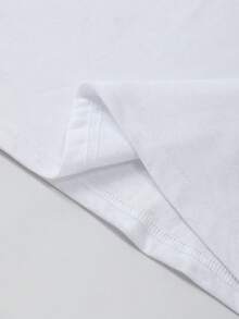 INAWLY Áo thun tay ngắn in họa tiết hoa và trái tim mùa hè - trắng - Xem 5