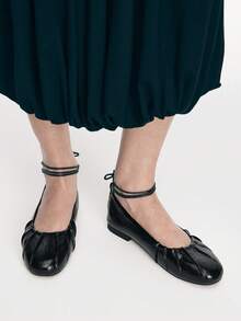 Zapatos planos de mujer con cordones de ballet desmontables - Negro - Ver 10