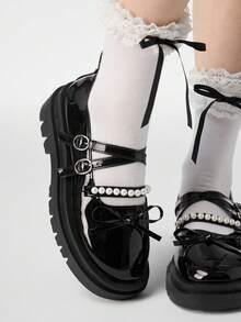 ROMWE Kawaii Women Wedges & Flatform - Black shiny pearl - View 5