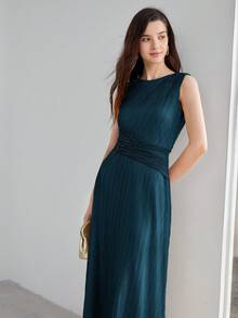 MOTF PREMIUM VESTIDO SIN MANGAS CON CORTE EN BIES TEXTURIZADO - Neblina azul - Ver 6