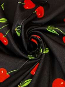 SHEIN 孕妇休闲樱桃印花连体衣，夏季 - 黑色 - 查看 7