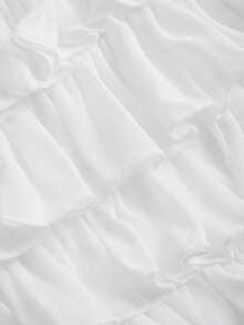 Chân váy xếp tầng bồng bềnh thanh lịch, màu trắng, phong cách cô gái ngọt ngào thời kỳ Y2K. - trắng - Xem 6