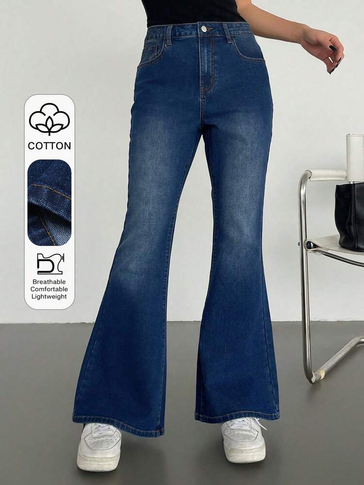 High Waist Flare Distressed Pocket Casual Jeans For Women Y2k