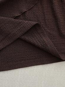 Olithes 时尚新款春夏约会之夜性感优雅修身高领金属扣褶皱无袖女式连衣裙 - 棕色 - 查看 7