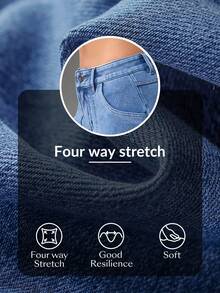 Flexra 女士休闲时尚街头日常通勤低腰喇叭牛仔裤 - 藍色 - 查看 8