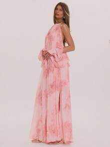 MUSERA 佩斯利印花褶皱露肩宽松长袖连衣裙，春夏优雅婚礼宾客度假假日场合蜜月咖啡馆 - 彩色 - 查看 3