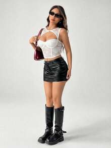 SHEIN PETITE Top corset desmontable para festival de música, concierto - Blanco - Ver 5