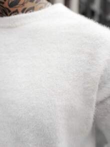 Artur Kramer ANDREILEE 韩版秋冬毛绒圆领毛衣，男女皆宜的返校穿搭，宽松针织套头衫，时尚 - 白色 - 查看 3